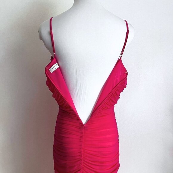ARITZIA BABATON LUXOR FUCHSIA PINK RUCHED MESH DRESS - 0 - Picture 9 of 13